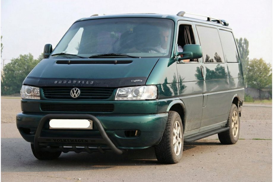 Volkswagen T4 Caravelle/Multivan 1990–2003 гг. Кенгурятник WT004 Черный (Нержавейка) Фото 2