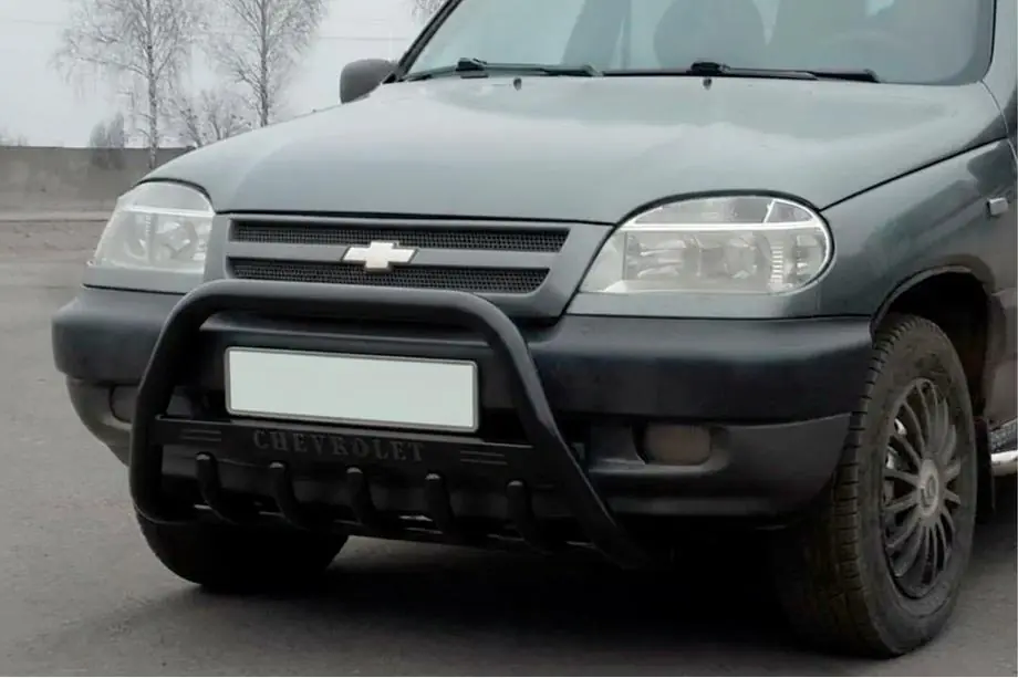 Chevrolet Niva 1998-2020 гг. Кенгурятник WT004 Черный (Нержавейка)
