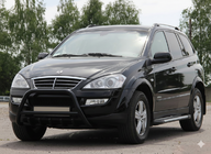 SsangYong Action 2005-2018 гг. Кенгурятник WT003 Черный Нержавейка фото 3