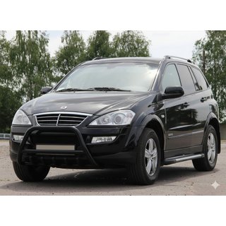 Кенгурятник WT003 Черный Нержавейка SsangYong Action 2005-2018 гг. фото 3