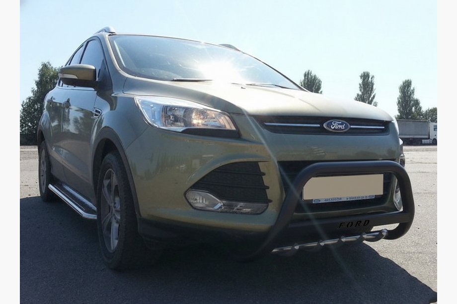 Ford Kuga/Escape 2013-2019 гг. Кенгурятник WT004 Черный (Нержавейка) Image
