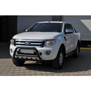 Передняя защита WT003 Черная (Нержавейка) Ford Ranger 2011–2022 гг. фото 4