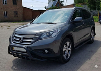 Honda CRV 2012-2016 гг. Передняя защита WT003 Черная (Нержавейка) фото 4
