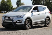 Hyundai Santa Fe 3 2012-2018 гг. Передняя дуга WT003 Черная (нерж. сталь) фото 1