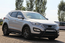 Hyundai Santa Fe 3 2012-2018 гг. Передняя дуга WT003 Черная (нерж. сталь) фото 4