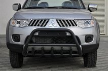 Mitsubishi L200 2006-2015 гг. Кенгурятник WT003 Черный (Нержавеющая сталь) фото 3