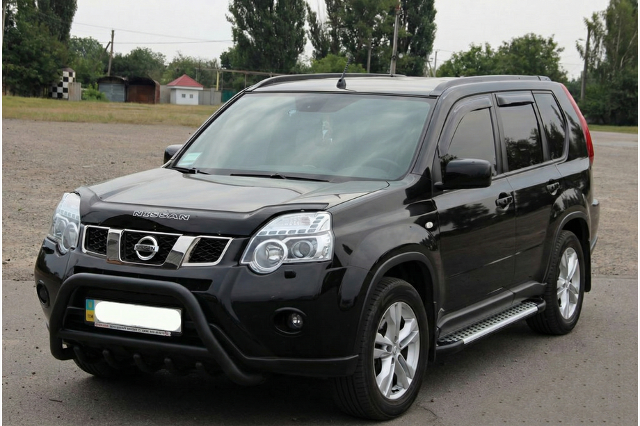 Nissan X-trail T31 2007-2014 гг. Передняя защита WT003 Черная (Нержавейка) Image