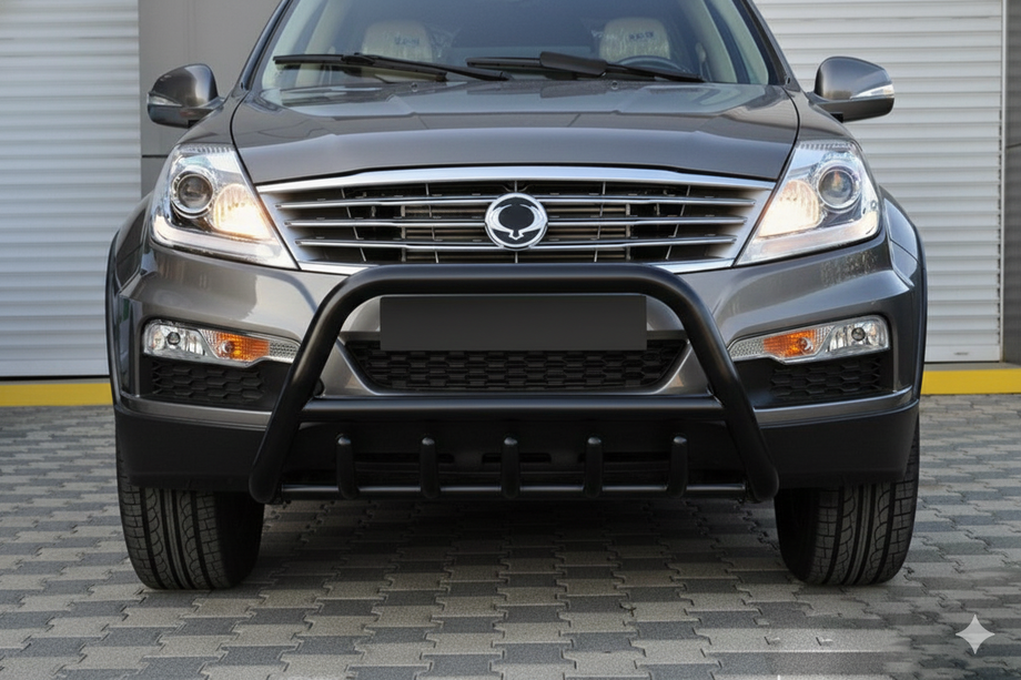 SsangYong Rexton I 2001-2017 гг. Кенгурятник WT003 Черный Нержавейка Image