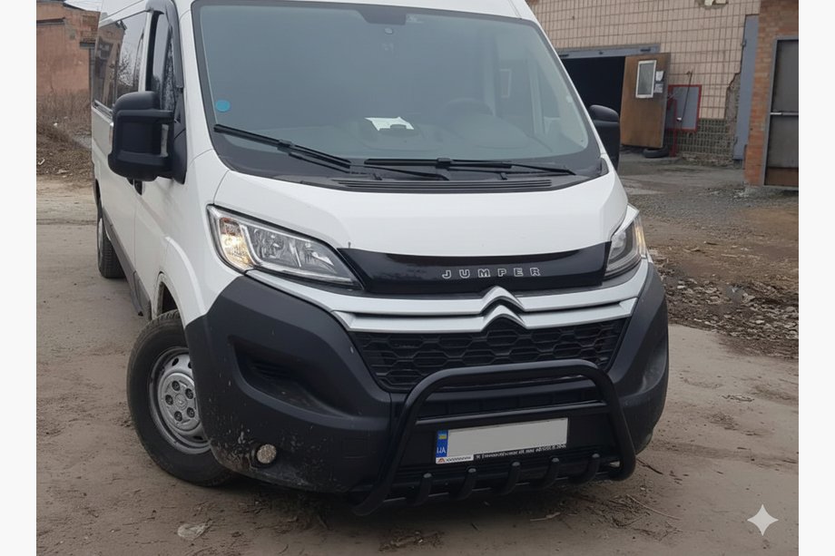 Citroen Jumper 2007-2025 гг. Передняя дуга WT003 Черная (нерж. сталь) Image