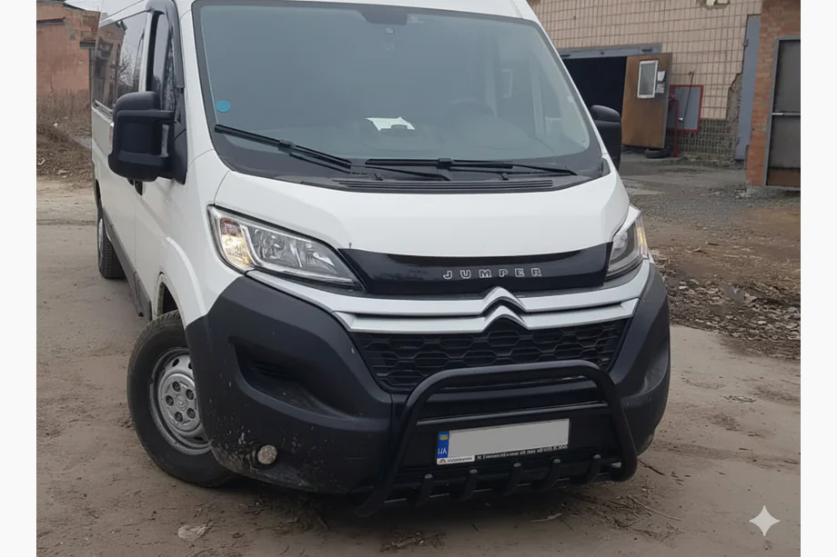 Peugeot Boxer 2006-2025 гг. Передняя дуга WT003 Черная (нерж. сталь)