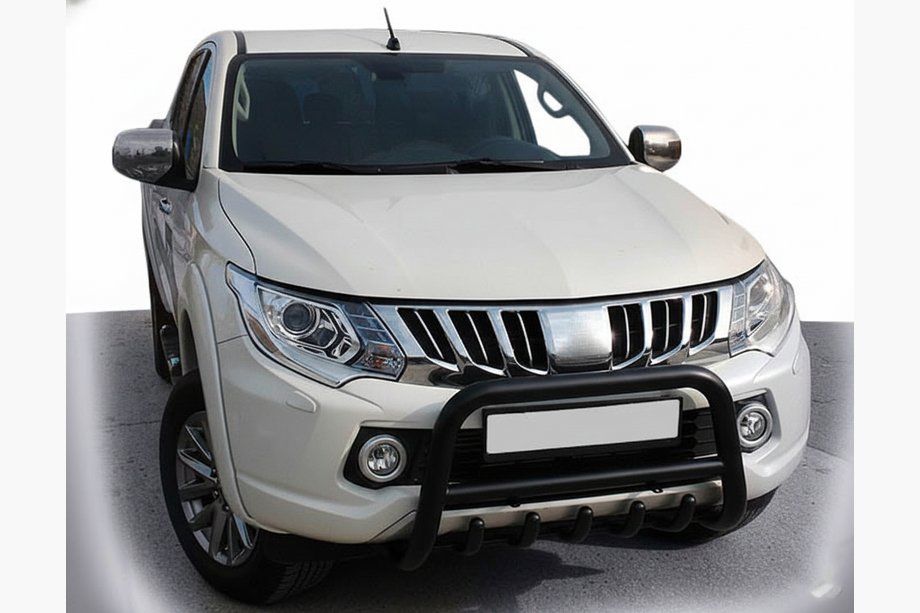 Mitsubishi L200 2015-2024 гг. Кенгурятник WT003 Черный Нержавейка Фото 3