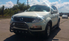 SsangYong Rexton I 2001-2017 гг. Кенгурятник WT004 Черный (Нержавейка) фото 2