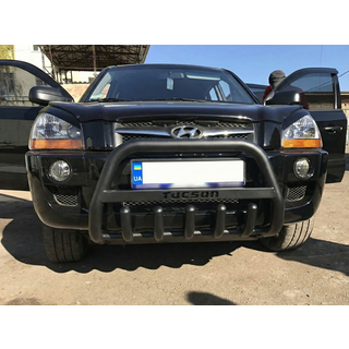 Кенгурятник WT004 Черный (Нержавейка) Hyundai Tucson JM 2004- гг. фото 2