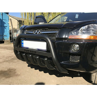 Кенгурятник WT004 Черный (Нержавейка) Hyundai Tucson JM 2004- гг. фото 1