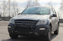 Mercedes ML W164 2005-2011 гг. Кенгурятник WT003 Черный (Нержавеющая сталь) фото 4