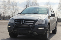 Mercedes ML W164 2005-2011 гг. Кенгурятник WT003 Черный (Нержавеющая сталь) фото 4