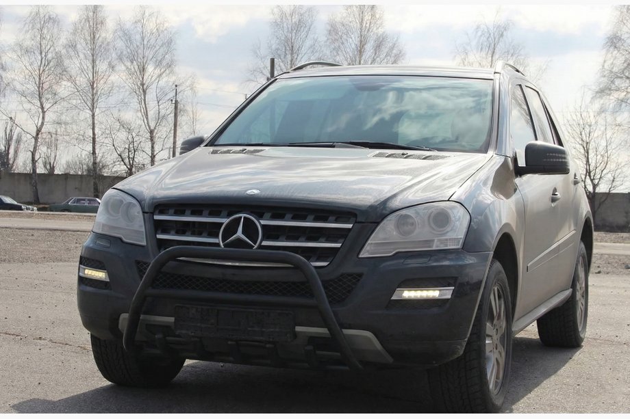 Mercedes ML W164 2005-2011 гг. Кенгурятник WT003 Черный (Нержавеющая сталь) Фото 4