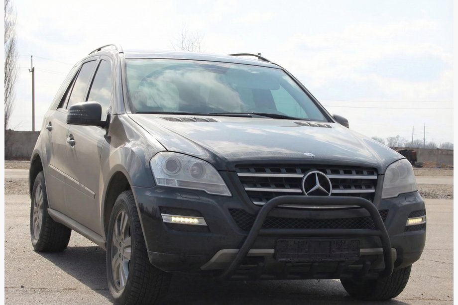 Mercedes ML W164 2005-2011 гг. Кенгурятник WT003 Черный (Нержавеющая сталь) Фото 3