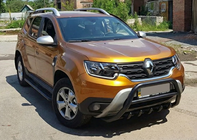 Renault Duster 2018-2024 гг. Кенгурятник без надписи WT003 Черный (нерж.) фото 5