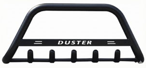 Dacia Duster 2018-2024 гг. Кенгурятник с надписью WT004 Черный (нержавейка) фото 2