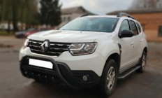 Dacia Duster 2018-2024 гг. Кенгурятник с надписью WT004 Черный (нержавейка) фото 1