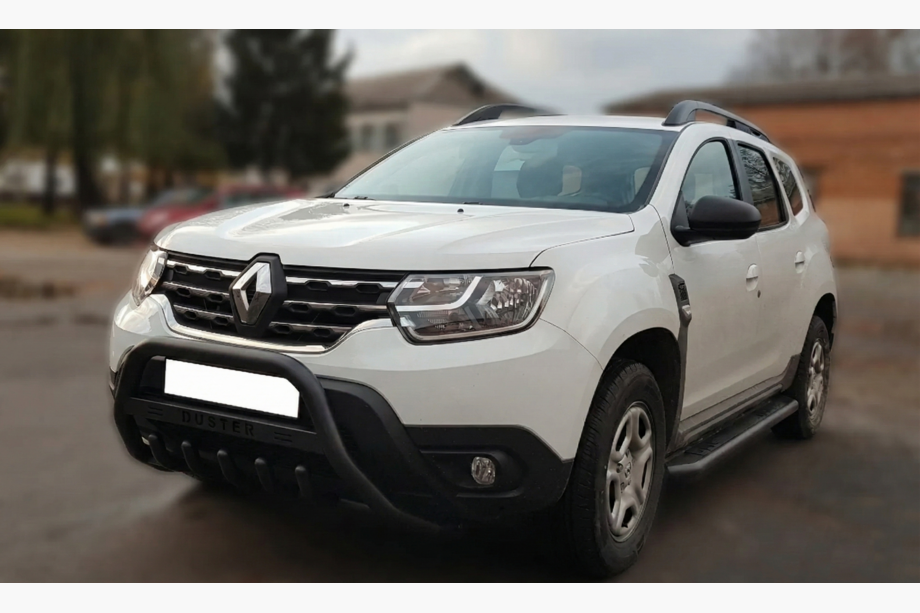 Dacia Duster 2018-2024 гг. Кенгурятник с надписью WT004 Черный (нержавейка) Image