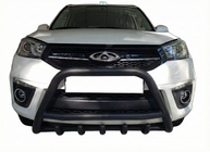 Chery Tiggo 3 2005- гг. Кенгурятник WT003 Черный Нержавейка фото 1