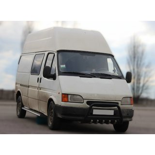 Кенгурятник WT003 Черный Нержавейка Ford Transit 1991-2000 гг. фото 4