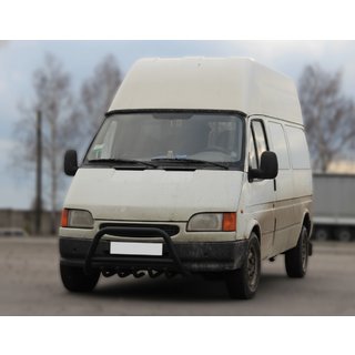 Кенгурятник WT003 Черный Нержавейка Ford Transit 1991-2000 гг. фото 1