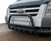 Ford Transit 2000–2014 гг. Кенгурятник WT004 Черный (Нержавейка) фото 1
