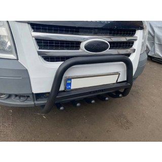 Кенгурятник WT004 Черный (Нержавейка) Ford Transit 2000–2014 гг. фото 2