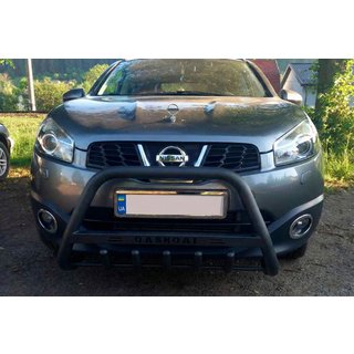 Кенгурятник WT004 Черный (Нержавейка) Nissan Qashqai 2007-2010 гг. фото 1