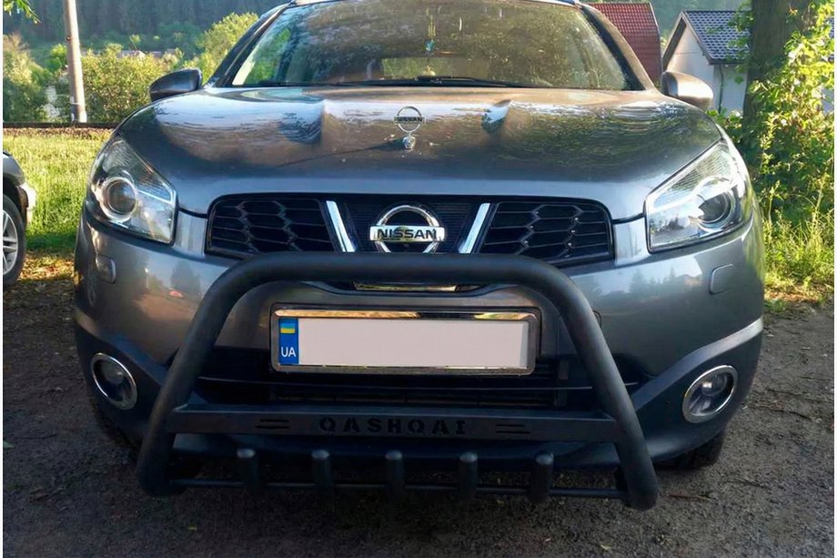 Nissan Qashqai 2010-2014 гг. Кенгурятник WT004 Черный (Нержавейка) Фото 1