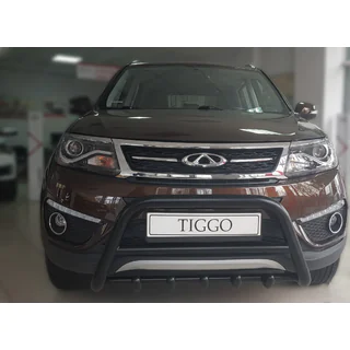 Кенгурятник WT003 Черный Нержавейка Chery Tiggo 5 2013- гг. фото 1