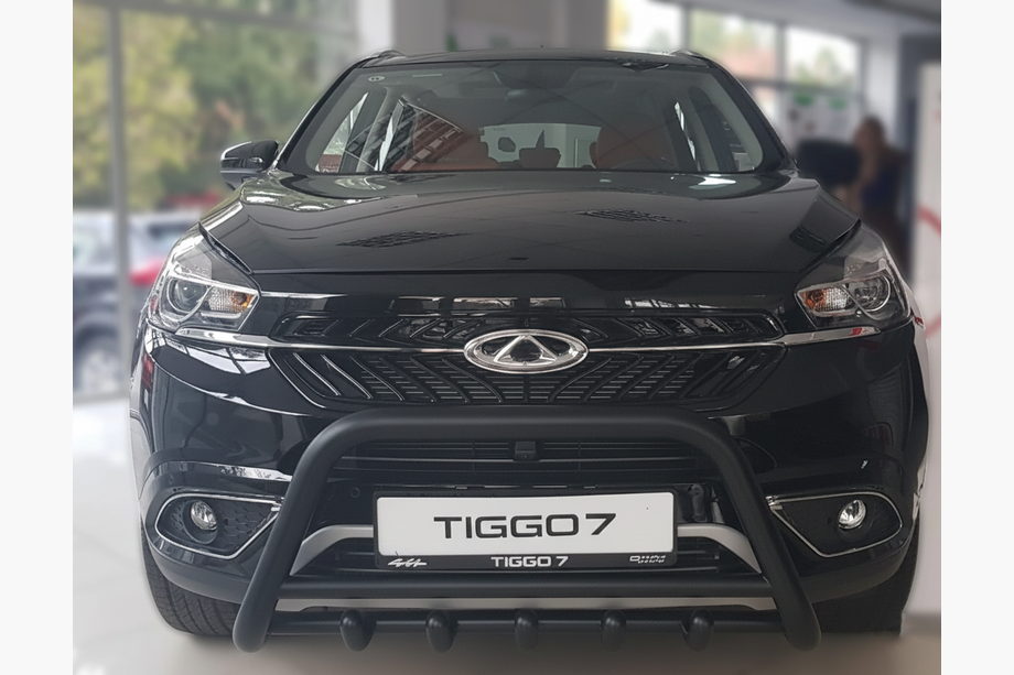 Chery Tiggo 7 2016-2019 гг. Кенгурятник WT003 Черный Нержавейка Image