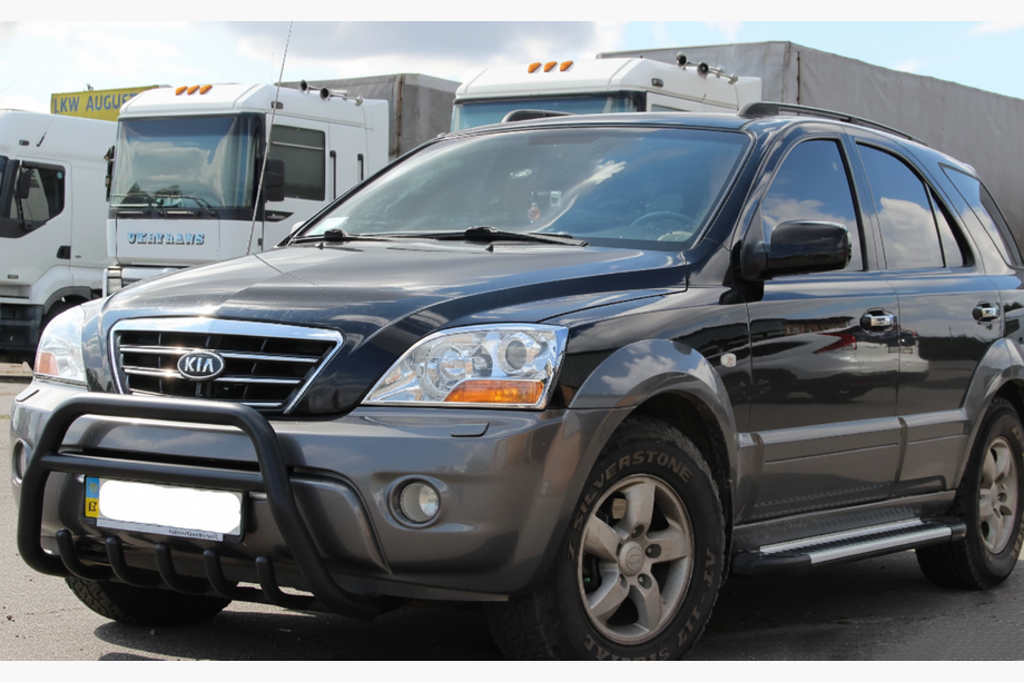 Kia Sorento I BL 2002-2009 гг. Кенгурятник WT003 Black-2 (нерж. сталь) Image