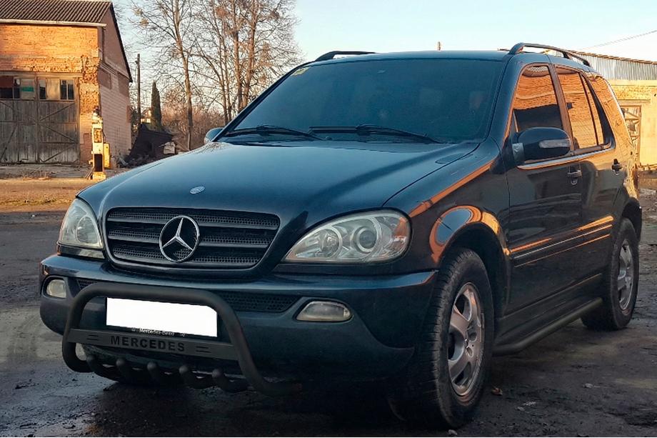 Mercedes ML W163 1997-2005 гг. Кенгурятник WT004 Черный (Нержавейка) Фото 3