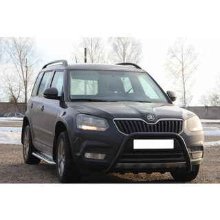 Кенгурятник WT003 Черный Нержавейка Skoda Yeti 2009-2017 гг. фото 1