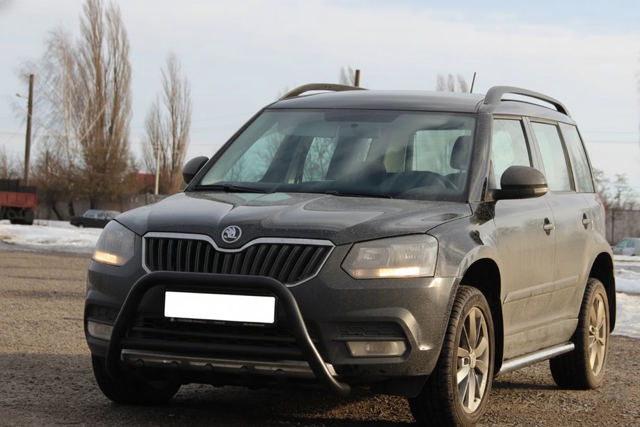 Skoda Yeti 2009-2017 гг. Кенгурятник WT003 Черный Нержавейка Фото 4