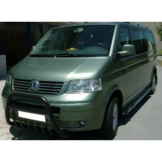 Кенгурятник WT003 Черный (Нержавеющая сталь) Volkswagen T5 Transporter 2003-2010 гг. фото 3