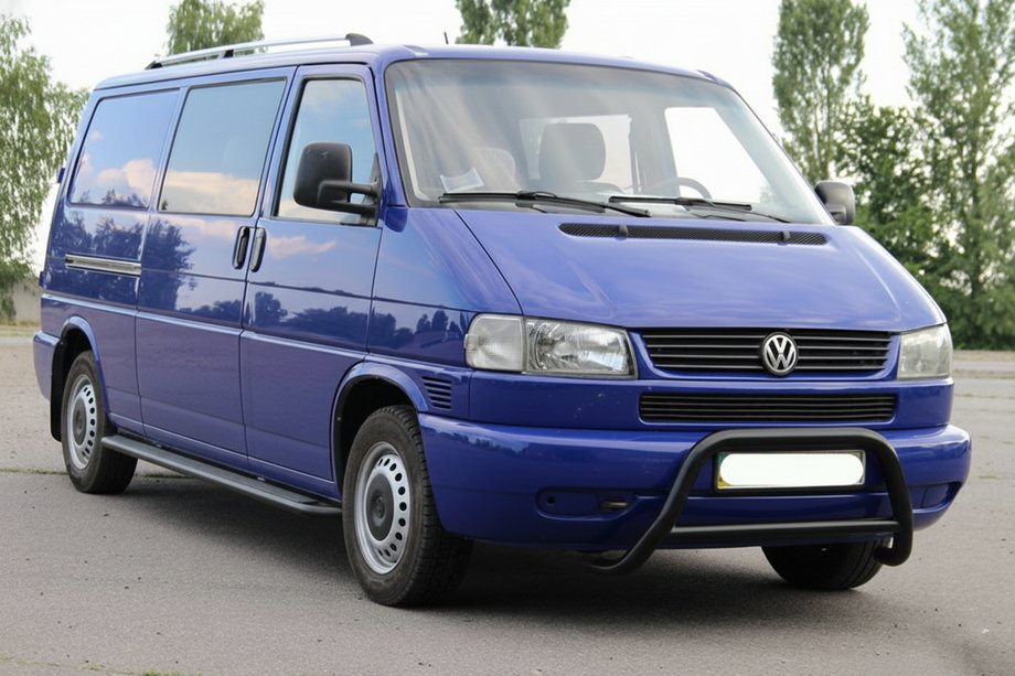 Volkswagen T4 Transporter 1990-2003 гг. Кенгурятник WT003 Черный (Нержавеющая сталь) Фото 5