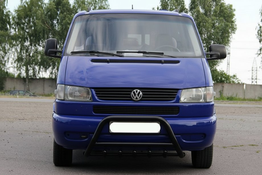 Volkswagen T4 Transporter 1990-2003 гг. Кенгурятник WT003 Черный (Нержавеющая сталь) Фото 4