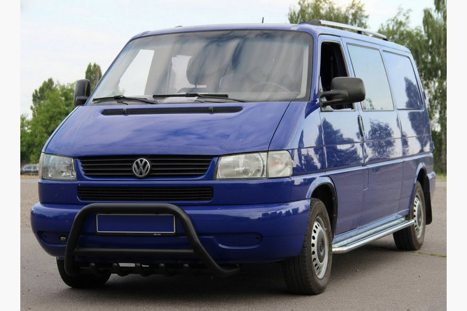 Volkswagen T4 Transporter 1990-2003 гг. Кенгурятник WT003 Черный (Нержавеющая сталь) Фото 3