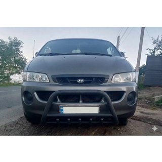 Кенгурятник WT003 Black (нерж) Hyundai H200, H1, Starex 1998-2007 гг. фото 1