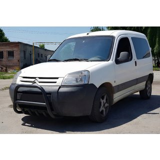 Кенгурятник WT003 Black (нерж) Peugeot Partner 1996-2008 гг. фото 1