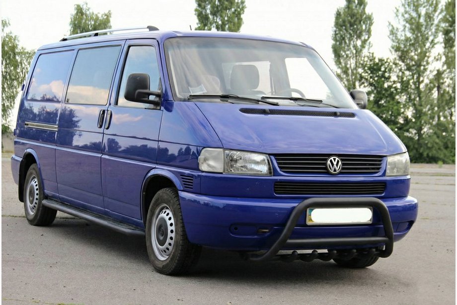 Volkswagen T4 Caravelle/Multivan 1990–2003 гг. Передний силовой бампер WT003 Черный Нержавейка Фото 4
