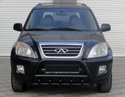 Chery Tiggo 1 2005-2016 гг. Передний силовой бампер WT003 Черный Нержавейка фото 1