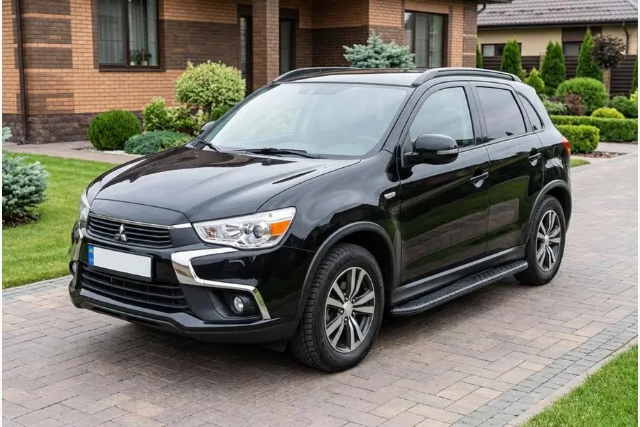 Mitsubishi ASX 2010-2023 гг. Боковые пороги Bosphorus Black (2 шт., алюминий) Image