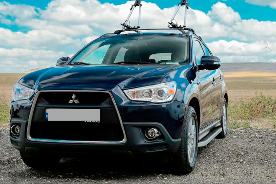 Mitsubishi Outlander 2006-2012 гг. Боковые Подножки Tayga Grey (2 шт., Алюминий) Фото 7