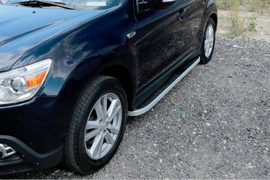 Mitsubishi Outlander 2006-2012 гг. Боковые Подножки Tayga Grey (2 шт., Алюминий) Фото 5